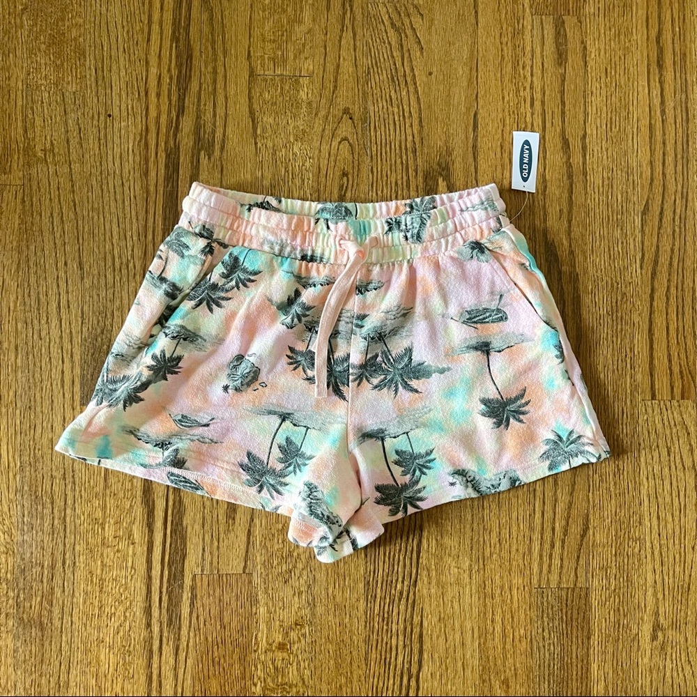 NWT Old Navy Beach Fleece Palm Print Tie Dye Shorts, Size XS